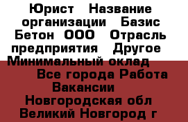 Юрист › Название организации ­ Базис-Бетон, ООО › Отрасль предприятия ­ Другое › Минимальный оклад ­ 25 000 - Все города Работа » Вакансии   . Новгородская обл.,Великий Новгород г.